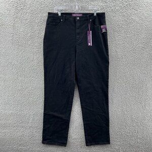 New Gloria Vanderbilt Amanda Jeans Womens 16 Black Stretch Denim Tapered Leg
